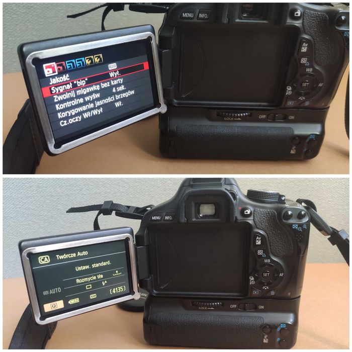 Duży zestaw Canon 600D obiektywy grip akumulatory