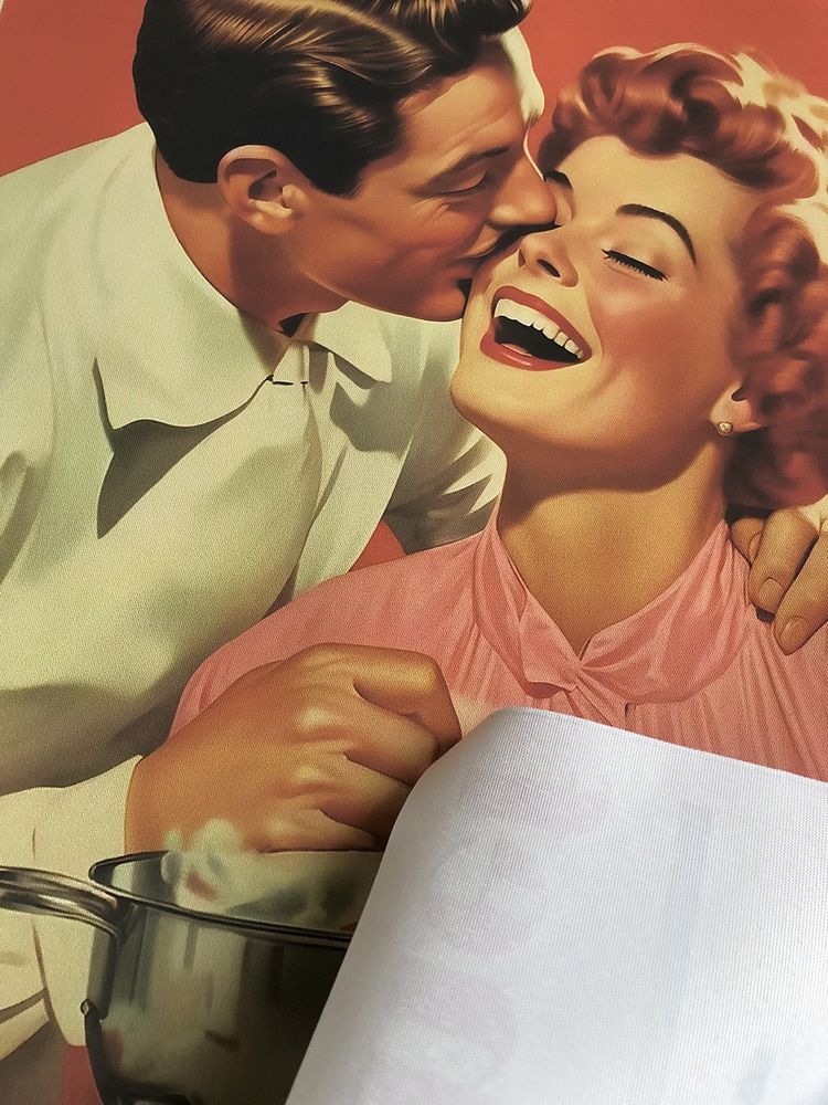 Gobelin na płótnie HD/Obrazek/Vintage Funny Cooking/Happy Houswife