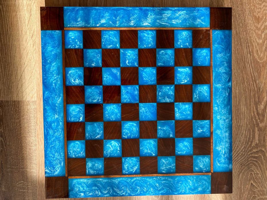Ręcznie wykonana szachownica plansza warcaby żywica drewno egzotyczne