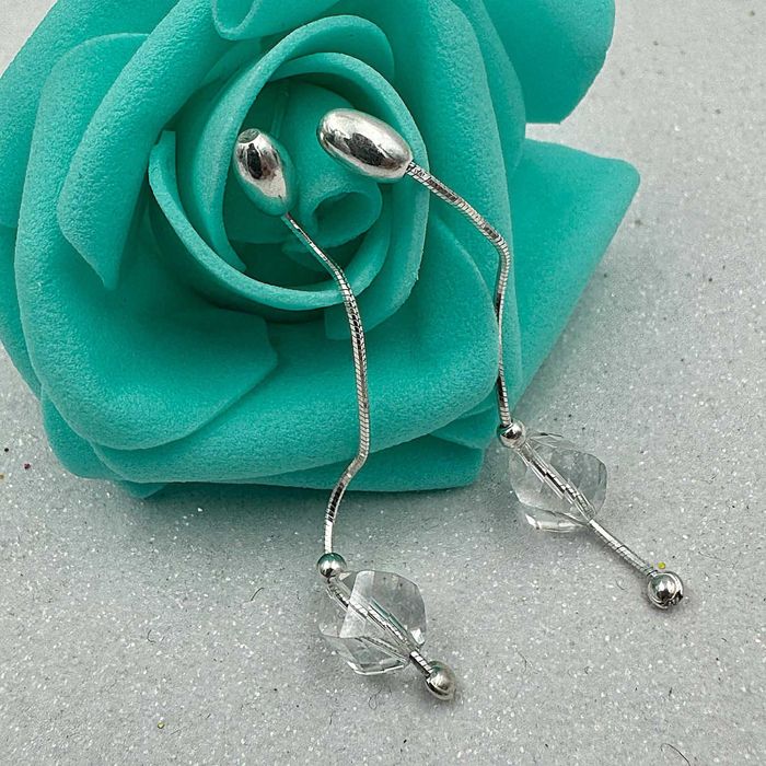 Długie eleganckie SREBRNE Kolczyki Wiszące z kryształkami p925 NOWE!