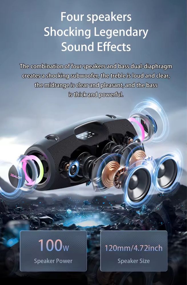 ZEALOT S78 100W портативна Bluetooth колонка