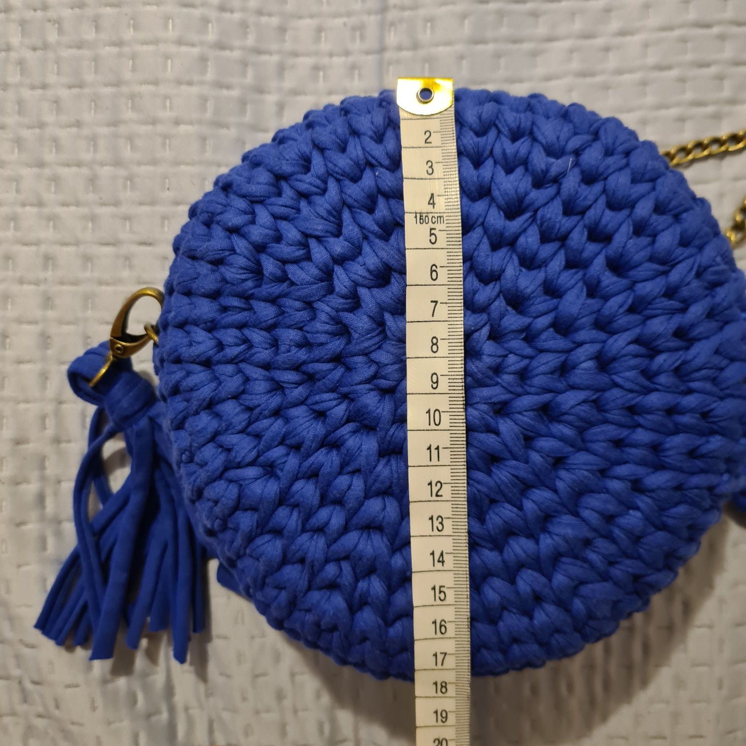 Torebka handmade pleciona chabrowa