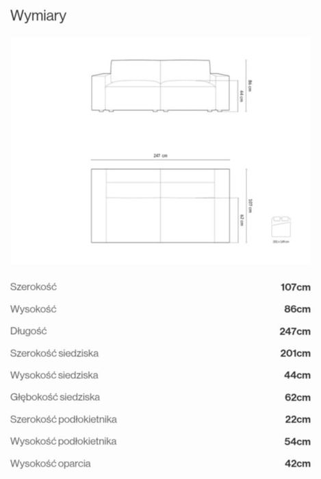 NOWA Kanapa/sofa rozkładana Jodie marki Micadoni