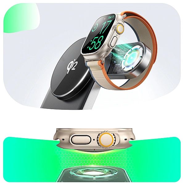 Ładowarka indukcyjna Joyroom JR-W17 Qi 3w1 bezprzewodowa - czarna