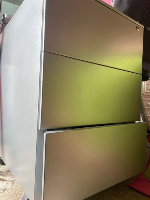 Gaveteiro 3 divisoes cinza metalizado novo