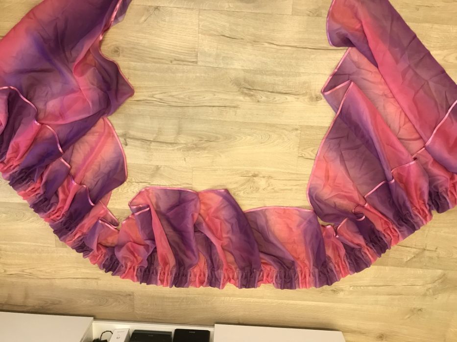 Krótka firanka - 2,7 metra szerokości, asymetryczna różowy, fioletowy