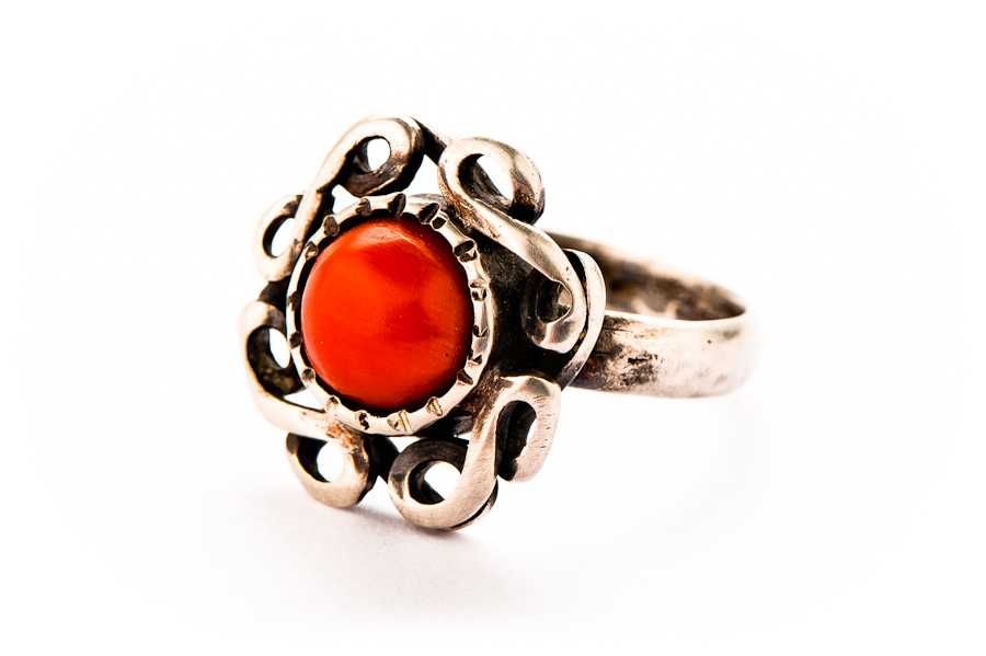 Srebrny Pierścionek - KORAL LOCZKI - 4,86g - ZJZ ZAREMSCY po 1931 roku