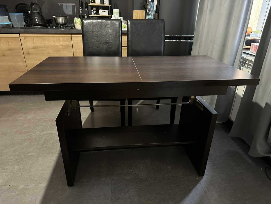 Ława stół 125x65 do jadalni salonu regulowana i 4 krzesła
