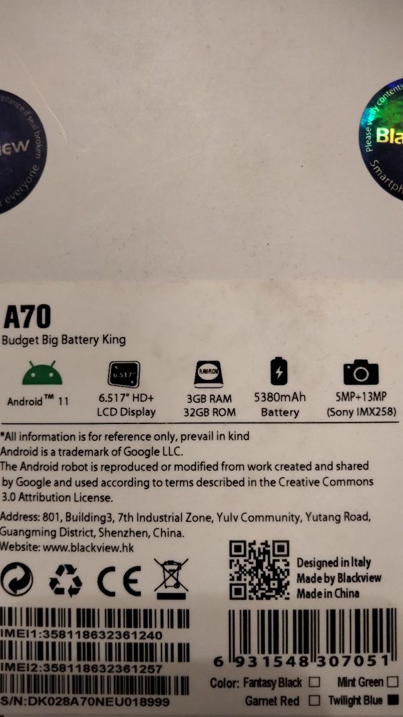 Продам Смартфон,телефон, Blackwiev A70