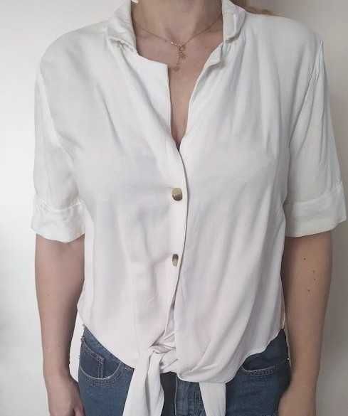 bluzka biała H&M 40/42 wiązany dół/na guziki  L/XL