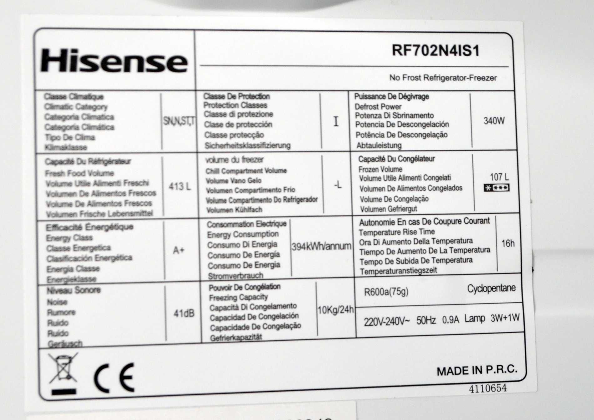 Lodówka Side by side Hisense RF702N4IS1 do naprawy lub na części.