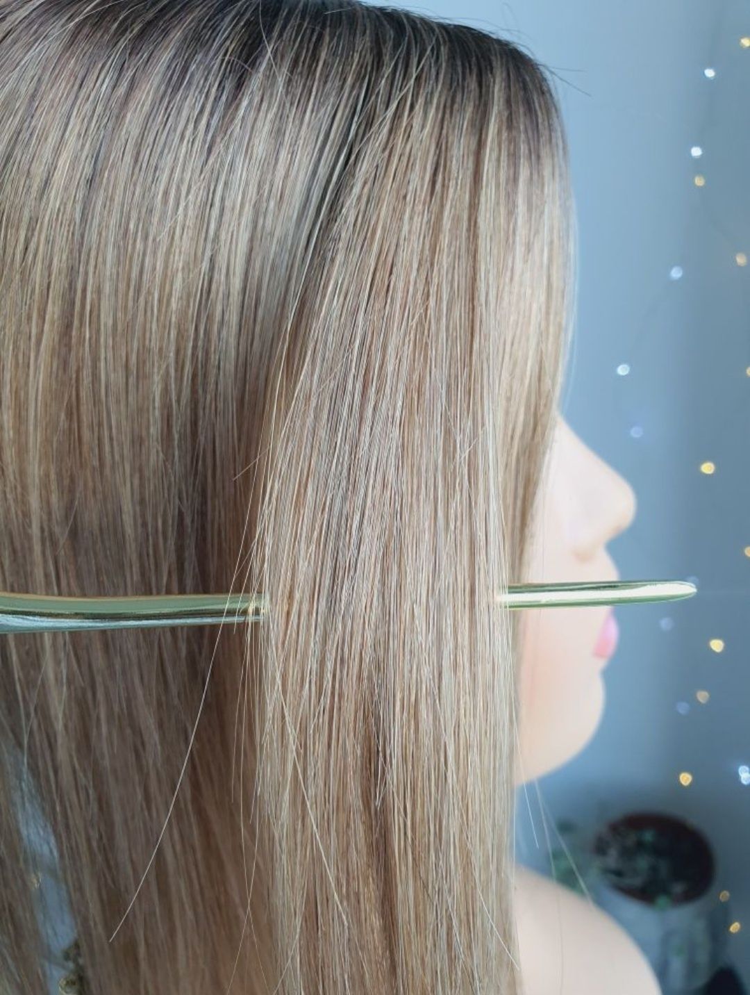 Tupet topper z włosów naturalnych pisakowy blond z odrostem Monika