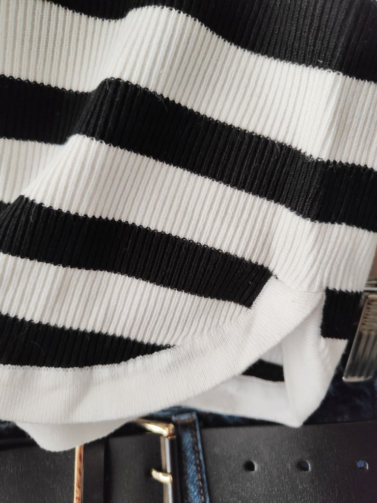 Prążkowany longsleeve w paski, Promod, xS S lekki Sweter 34