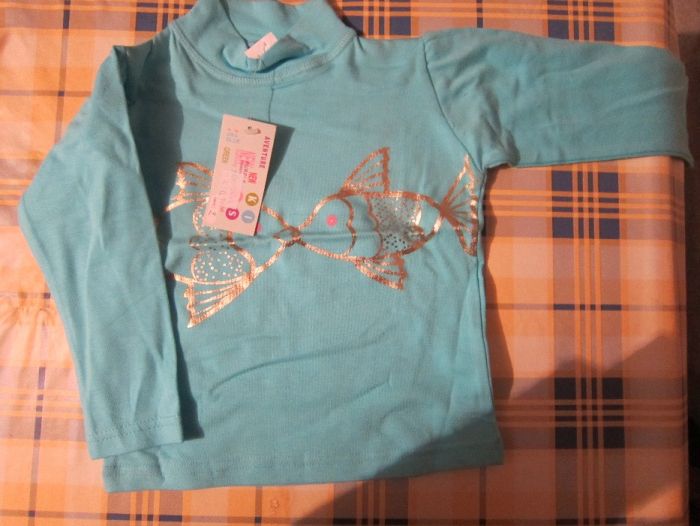 Camisola de menina azul com peixes 2 anos NOVA