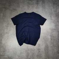 MĘSKA Granatowa Elegancka PĘTELKA Koszulka Klasyk Massimo Dutti Italy