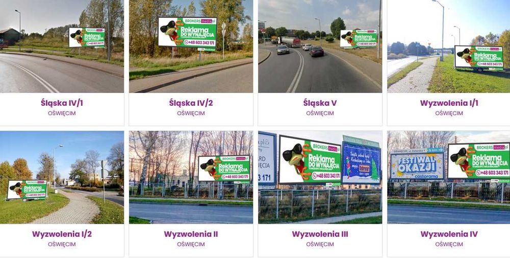 Reklama Billboard Oświęcim Centrum miasta Ul. Chemików Wydruk i montaż