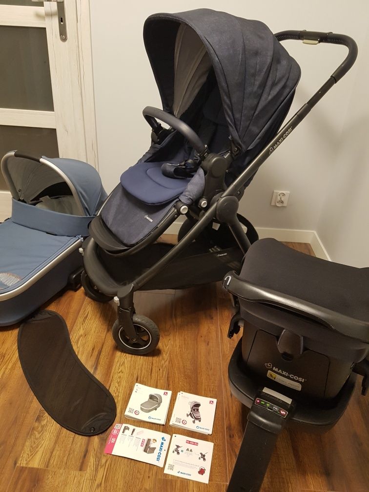 Wózek Maxi Cosi Oria  Adorra 3w1, 4w1, fotelik, baza isofix, bdb stan!