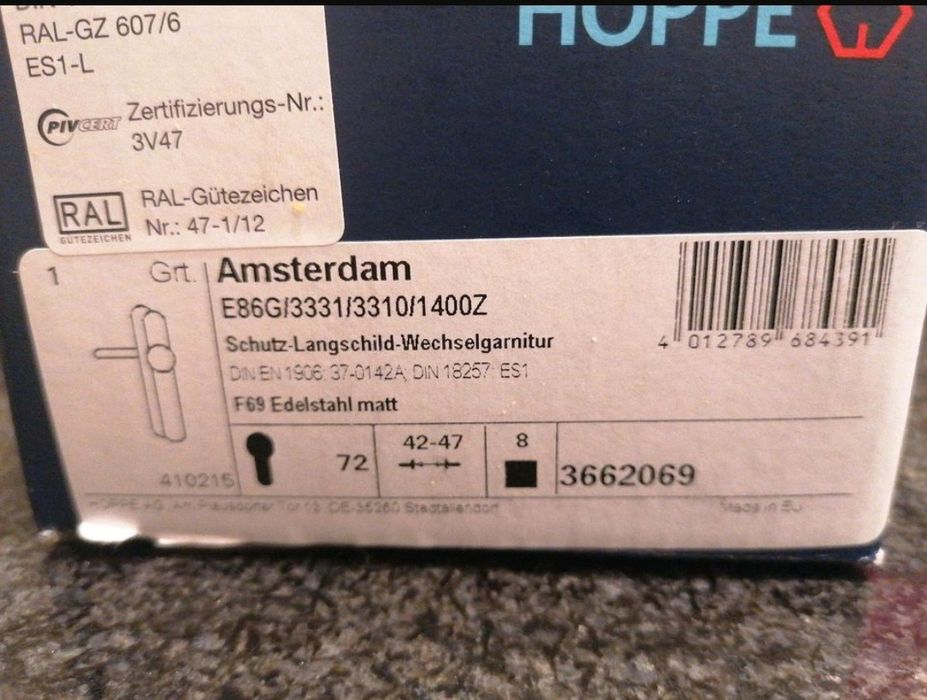 Hoppe Komplet gałko-klamki Amsterdam do drzwi zewnętrznych