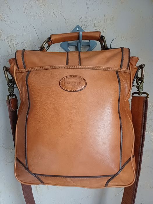 Большая мужская сумка Fossil натуральная кожа