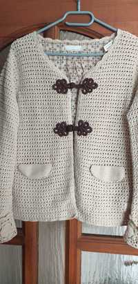 Piękny , oryginalny ,damski sweter  ,  jasny beż - bawełna 100%