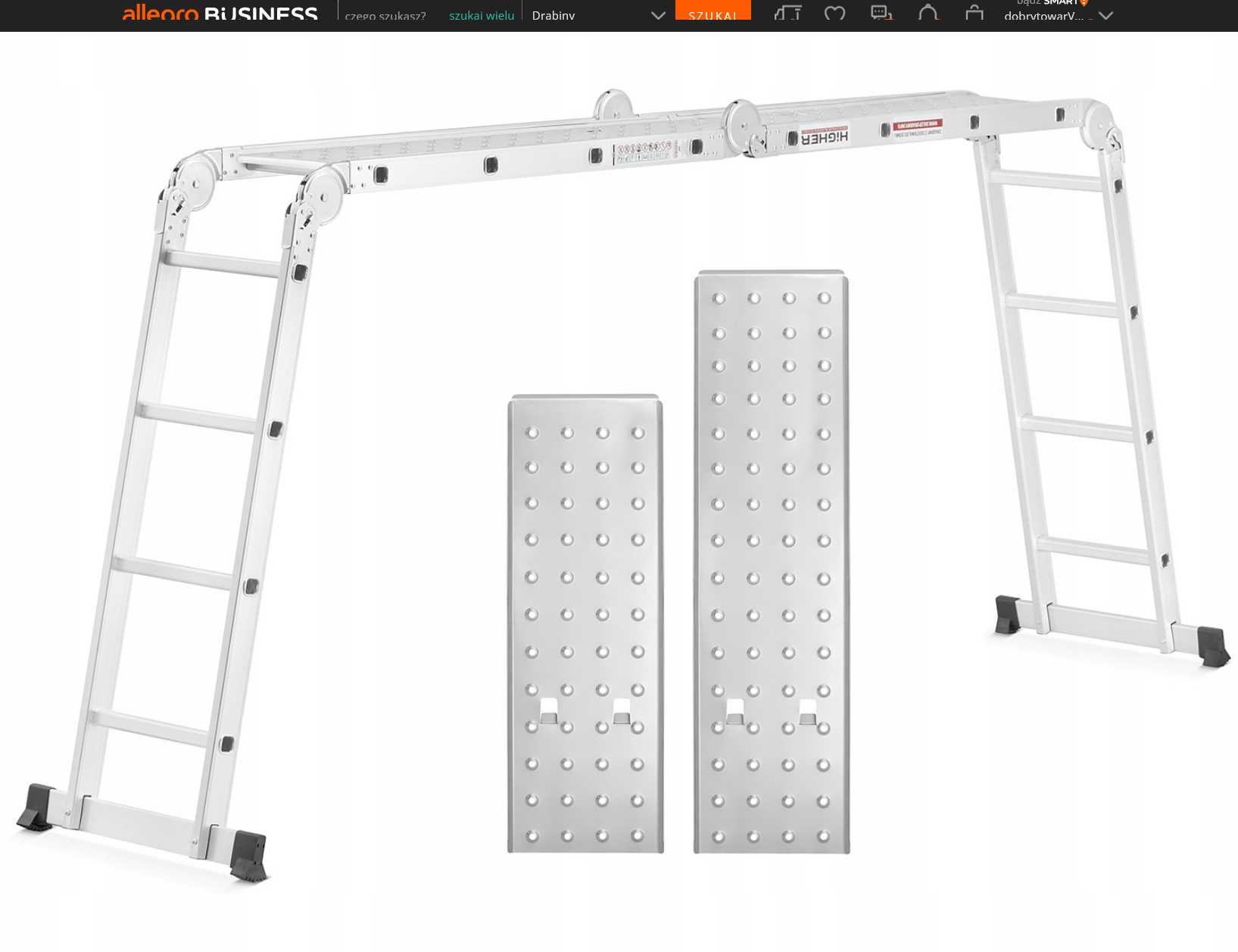 Drabina aluminiowa przegubowa składana wielofunkcyjna 4x4 + podest