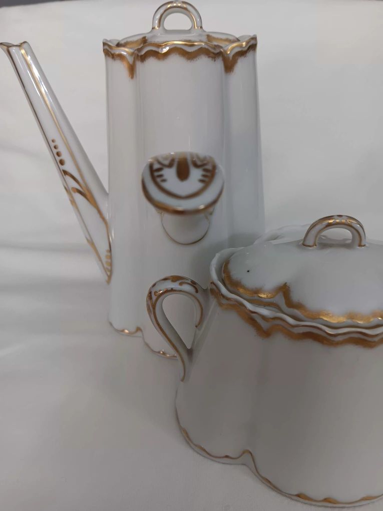 Cafeteira e Acucareiro da  antiga fábrica de Limoges Fank Haviland