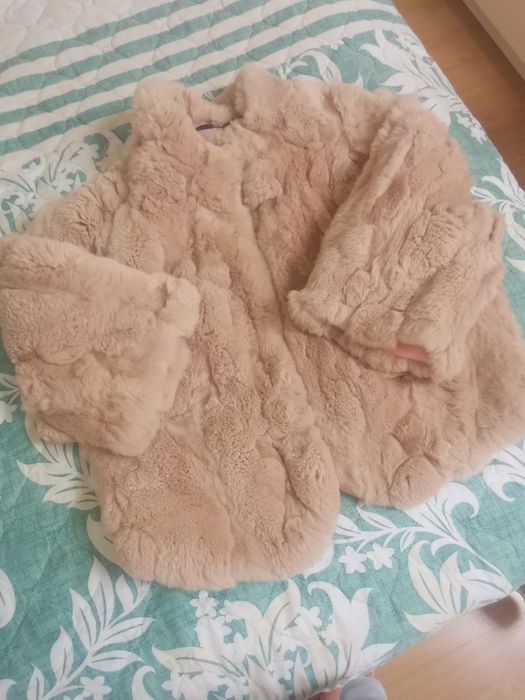 Jaqueta pele coelho beje como novo