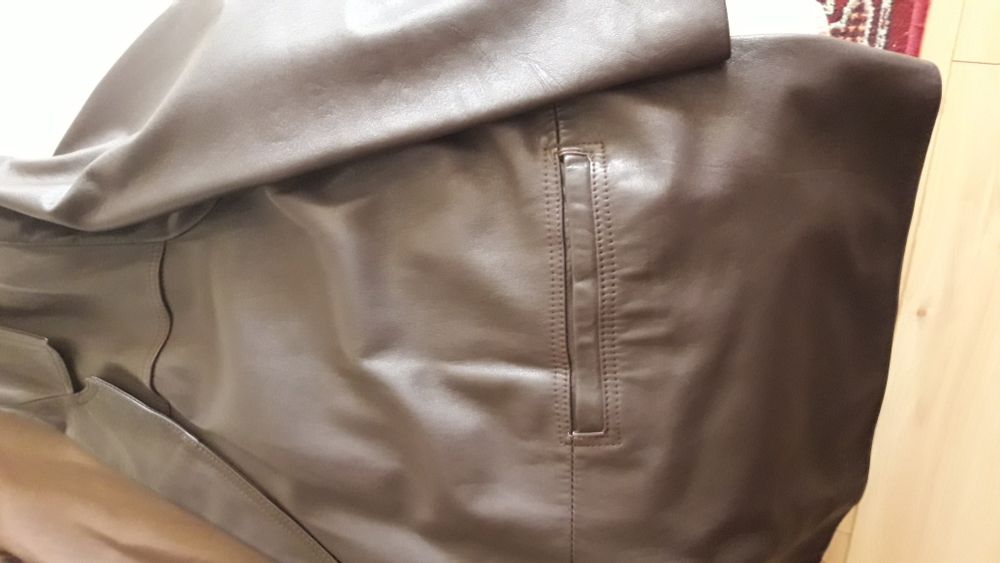 Casaco cabedal genuino para homem castanho escuro xl grande