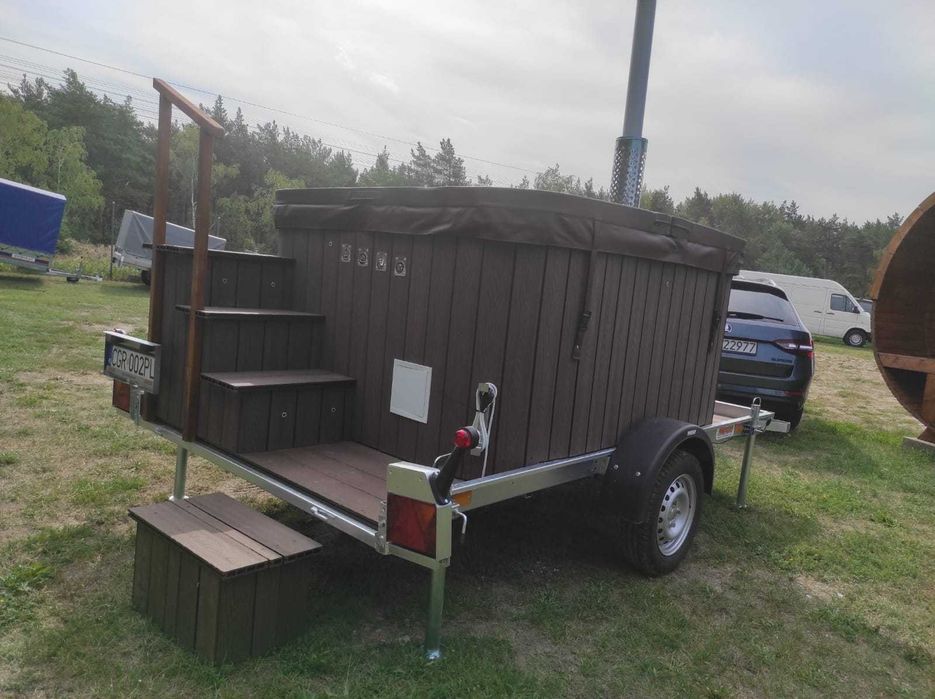 Mobilne spa bania balia jacuzzi brąz hot tub opalane drewnem prostokąt