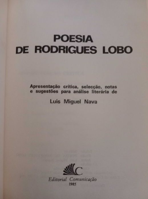Poesia de Rodrigues Lobo - Luís Miguel Nava