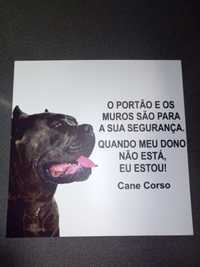 Placa AVISO Cane Corso cão guarda