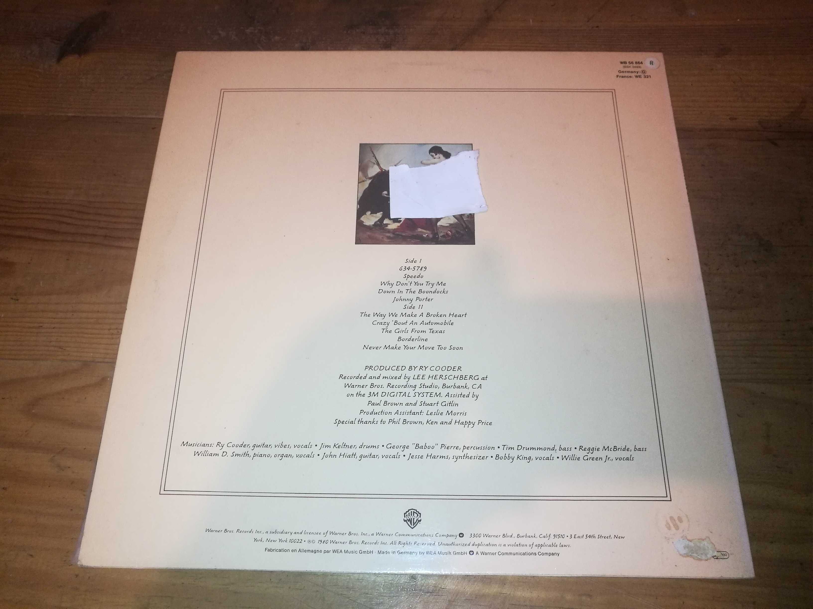 Ry Cooder - Bordline LP