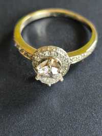 Złoty pierścionek z białego złota z brylantami 1 ct, SI/H certyfikat