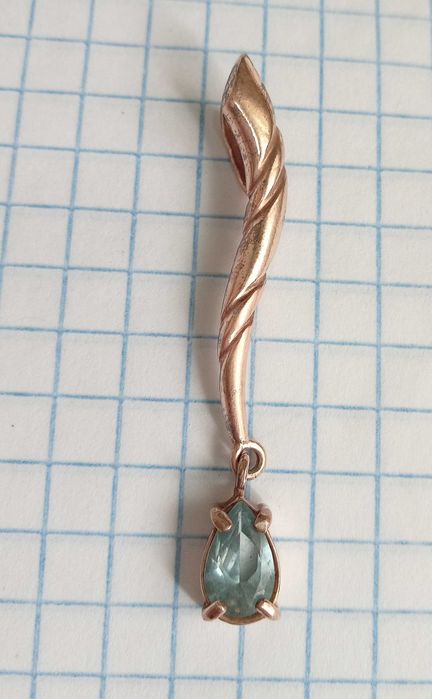 Вінтажний Підвіс кулон з камнем Срібло 925 Позолота. Аквамарин. Вінтаж