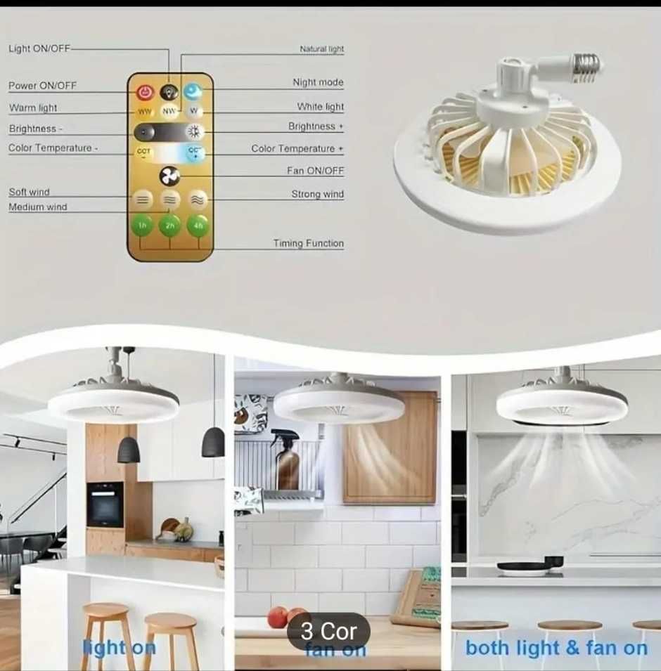 Lampada de teto com ventoinha