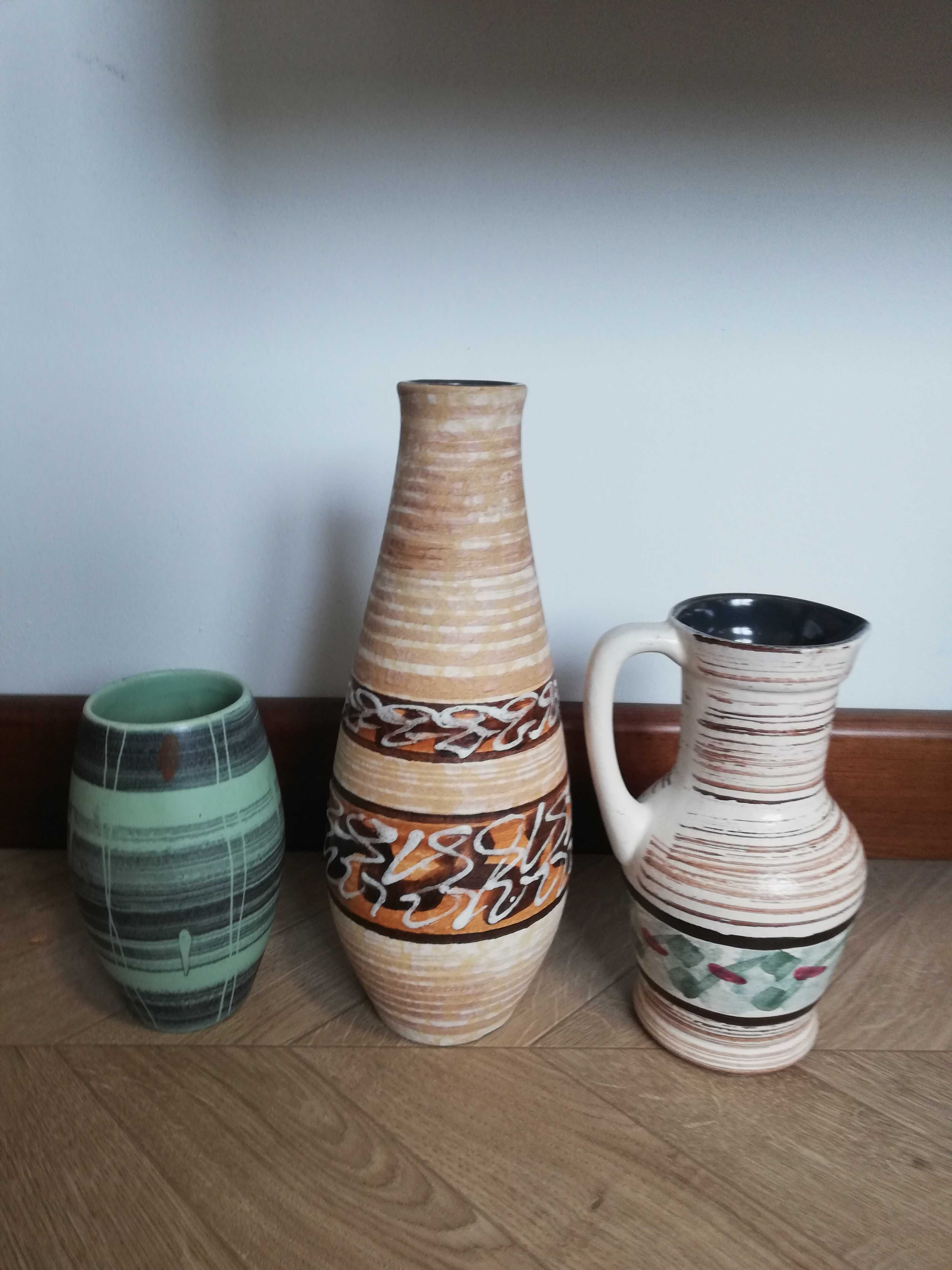 Wazon ceramiczny zestaw 3szt Lata 50 - 60 Haldensleben Grafenroda
