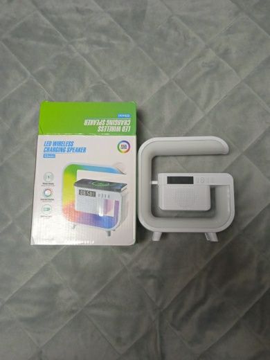 Нічник-bluetooth колонка/годинник/безпровідна зарядка