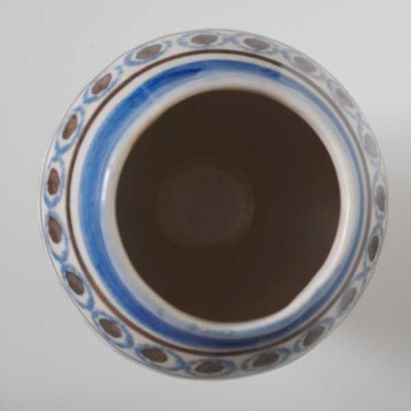 Stary ceramiczny WAZON 16 cm niebieski malowany unikat kolekcja prl 80