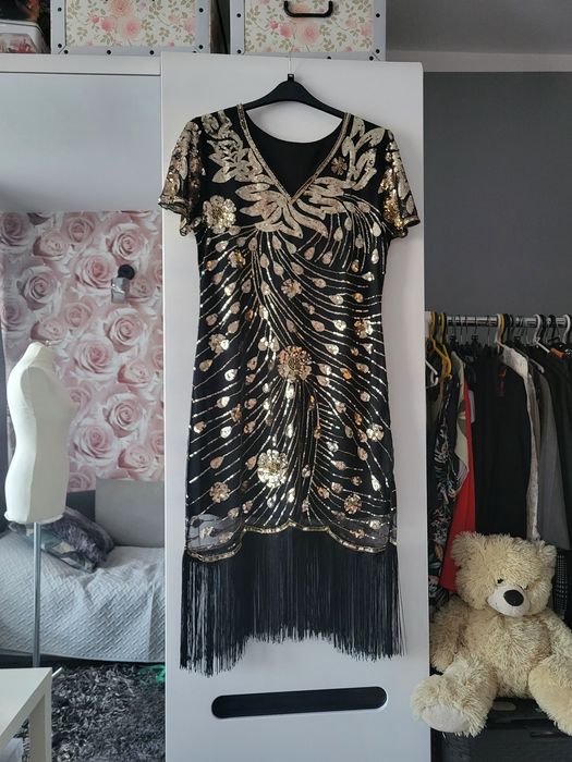 Cekinowa sukienka, lata 20, retro, Gatsby  44-46