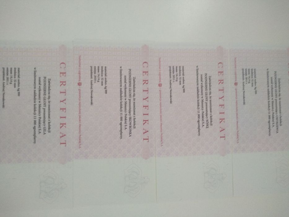 Monety srebrne z kolekcji "Podniebne Głosy"