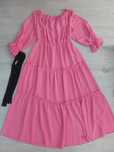 L XL 2XL sukienka maxi różowa hiszpanka falbany rękawy plus size