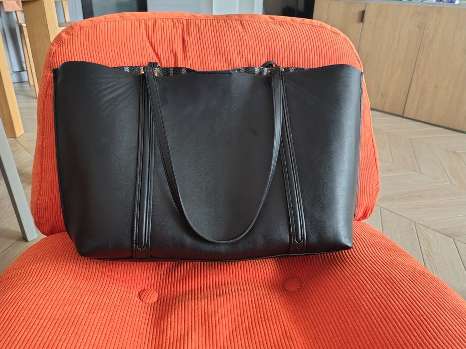 Torebka torba shopper ZARA czarna duża A4