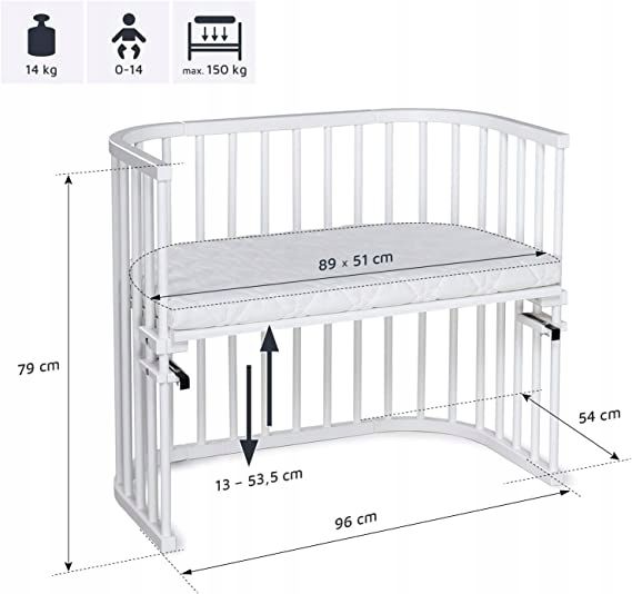 Łóżeczko drewniane Babybay MAXI 54 x 94 cm biały