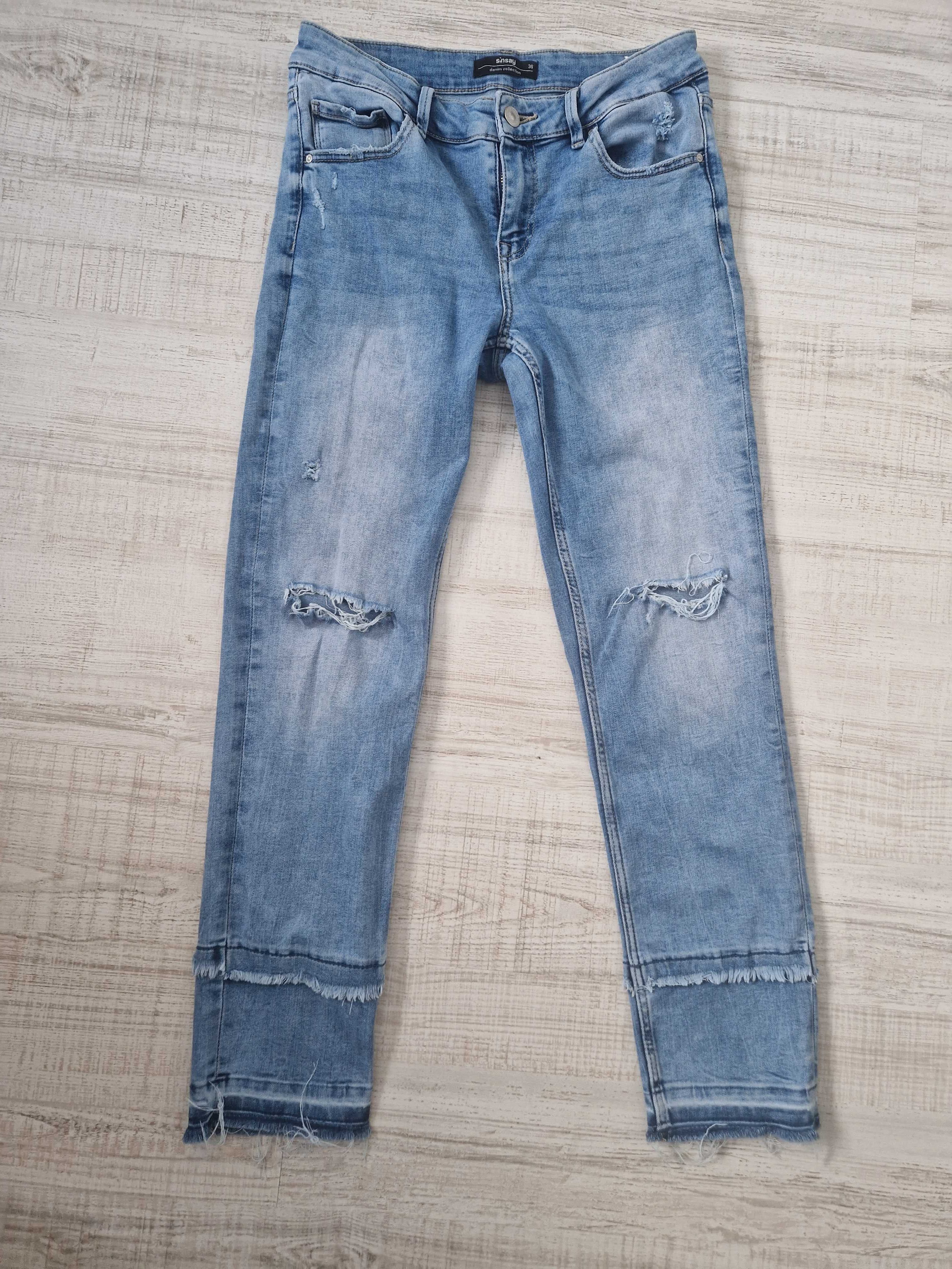 Spodnie jeans dziury Sinsay denim