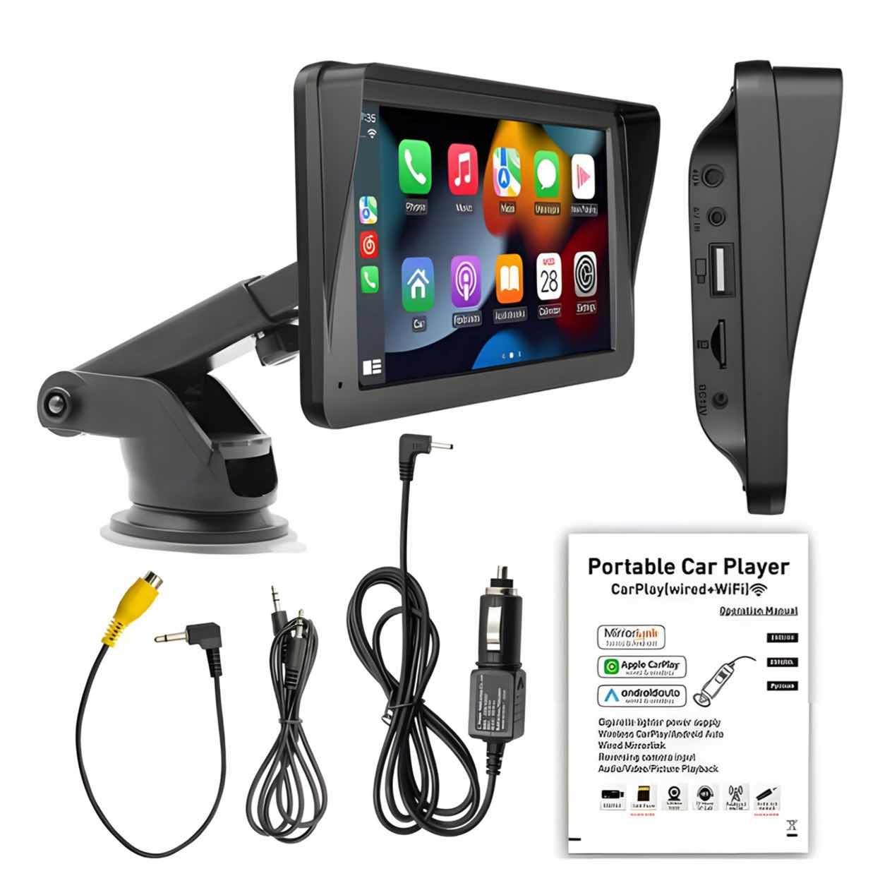 Uniwersalny 7-calowy samochodowy radio Apple CarPlay Android Auto