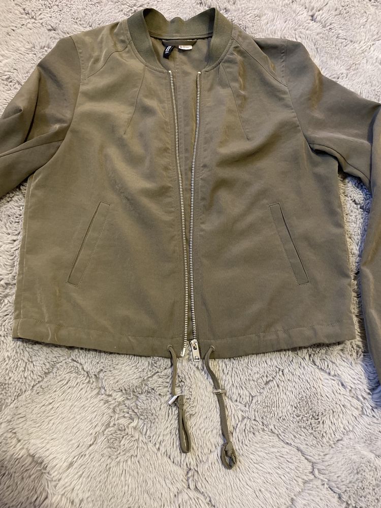 Kurtka letnia wiosenna materiałowa H&M khaki 34 XS damska