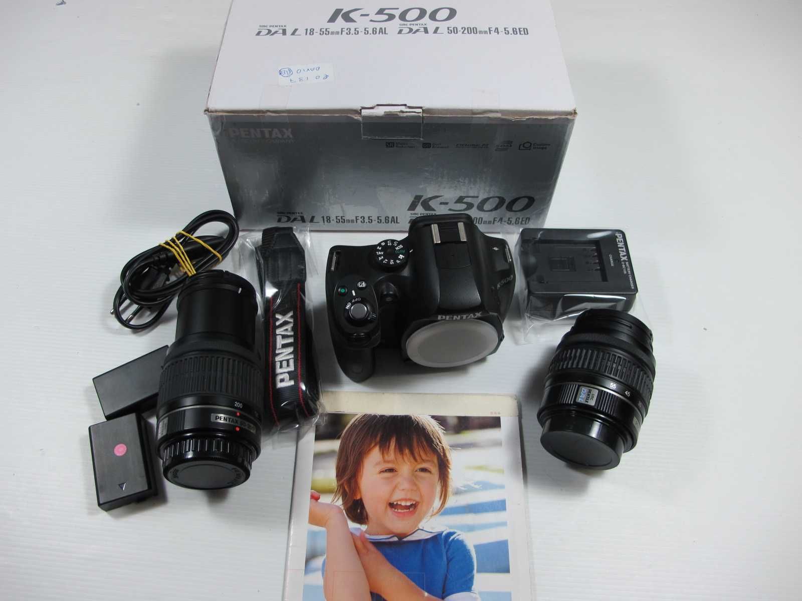 Pentax K-500+ lente 18-55 +55-200 na caixa-Ver descrição-4000 disparos