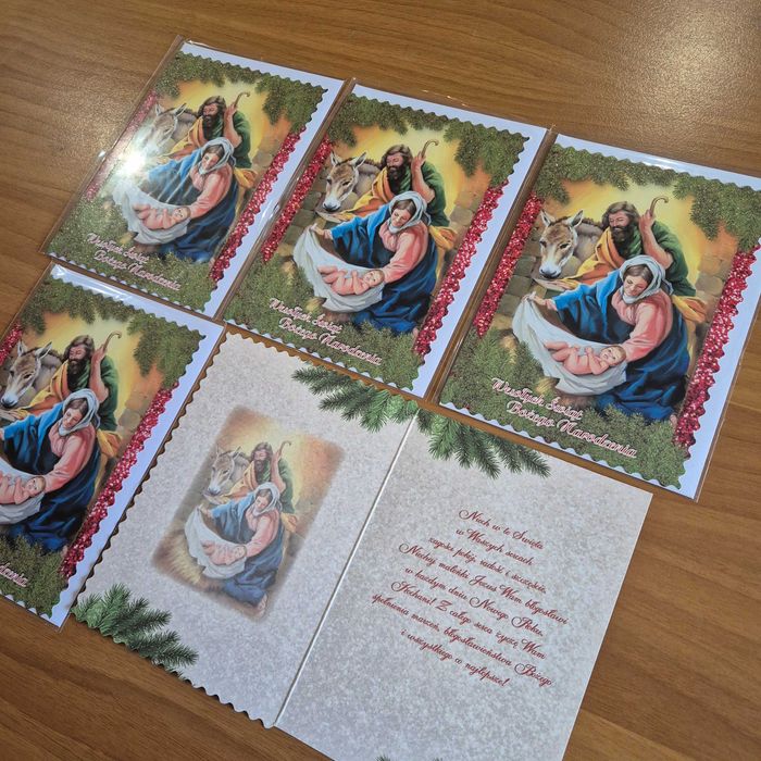 zestaw karnet kartka świąteczna religijna avanti brokat 5 szt