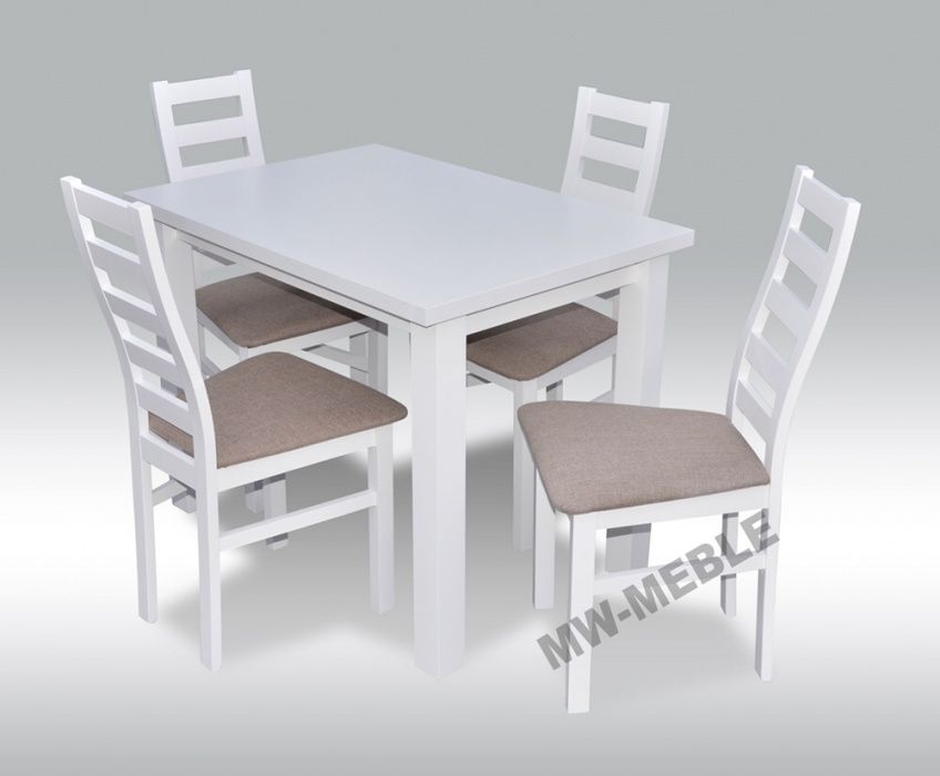Piękny Biały Stół + 4 Krzesła W Super Promocji! TANIO