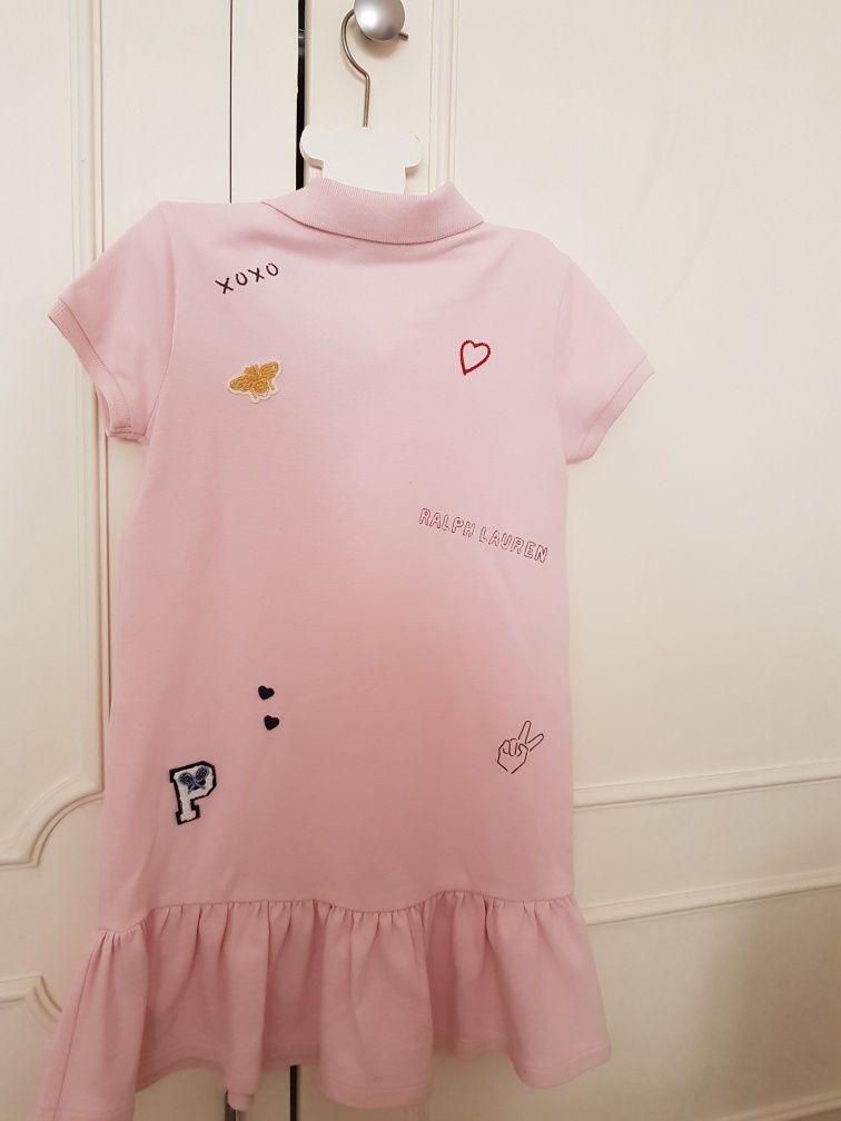 Vestido malha d algodão - cor de rosa com desenhos ( Ralph Lauren or